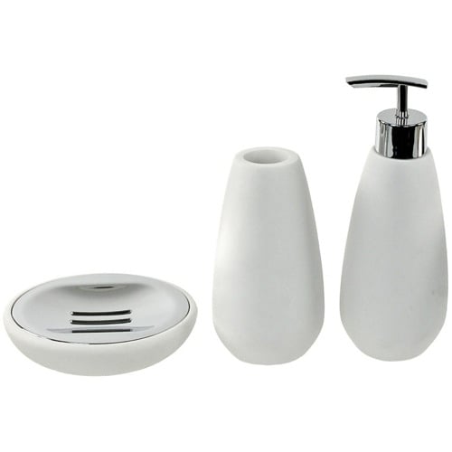 3 Piece White Stone Bathroom Accessory Set Gedy Gedy OP280-02